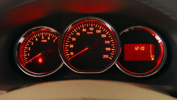 illuminated instrument panel with the passenger car