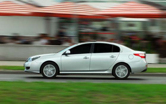 car photographed at high speeds