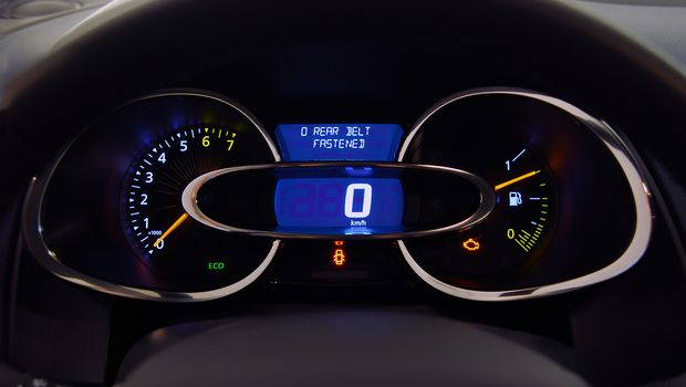 panel with instruments in the passenger car