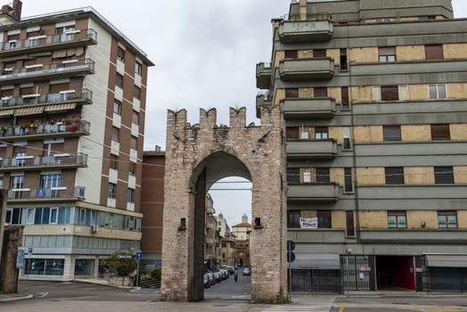 foligno.italy june 14 2020 :architecture of the streets of the city of foligno province of perugia