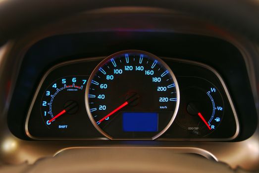 illuminated instrument panel with the passenger car