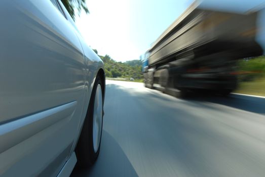 Blurred action from car at high speed