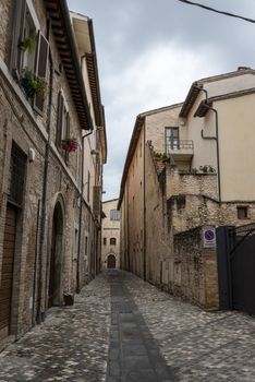 foligno.italy june 14 2020 :architecture of the streets of the city of foligno province of perugia