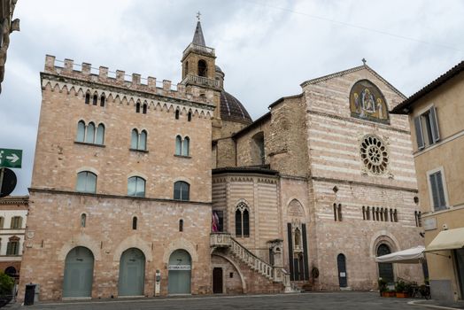 foligno.italy june 14 2020 :main church of foligno san feliciano large structure with bell tower and dome