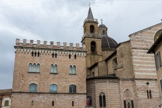 foligno.italy june 14 2020 :main church of foligno san feliciano large structure with bell tower and dome