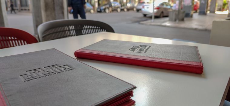 restaurant menu in a street table
