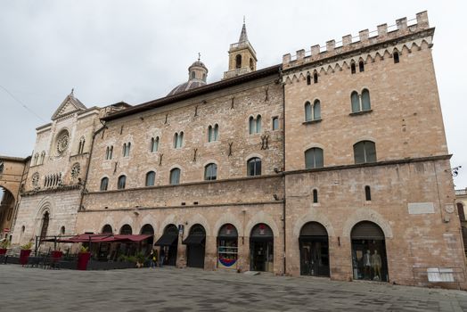 foligno.italy june 14 2020 :main church of foligno san feliciano large structure with bell tower and dome