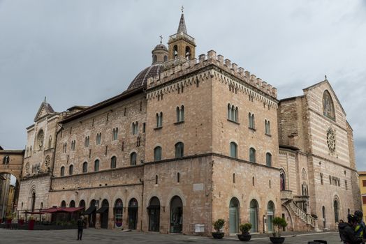foligno.italy june 14 2020 :main church of foligno san feliciano large structure with bell tower and dome