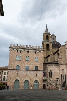 foligno.italy june 14 2020 :main church of foligno san feliciano large structure with bell tower and dome