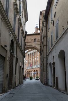 foligno.italy june 14 2020 :architecture of the streets of the city of foligno province of perugia