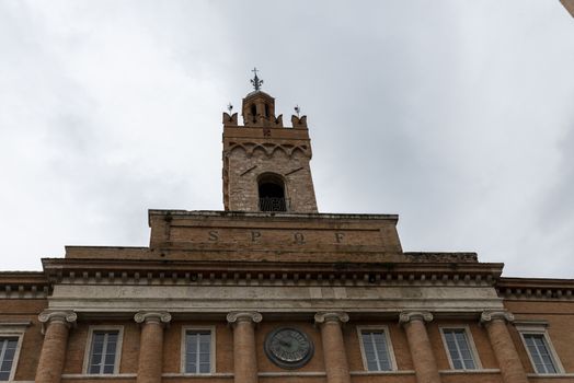 foligno.italy june 14 2020 :municipality of foligno large structure with tower province of perugia