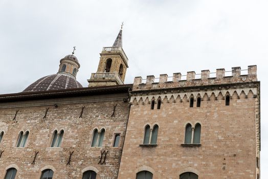 foligno.italy june 14 2020 :main church of foligno san feliciano large structure with bell tower and dome