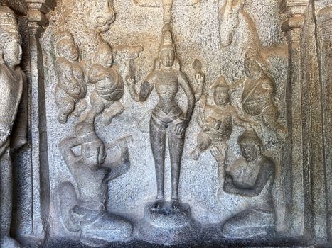 Bas relief sculptures found in the cave temples and it comprised of the group of monuments at Mahabalipuram