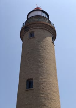 Beautiful view of lighthouse on the coastal areas of Mahabalipuram