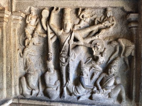Bas relief sculptures found in the cave temples and it comprised of the group of monuments at Mahabalipuram