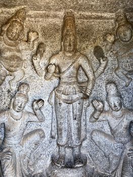Bas relief sculptures found in the cave temples and it comprised of the group of monuments at Mahabalipuram