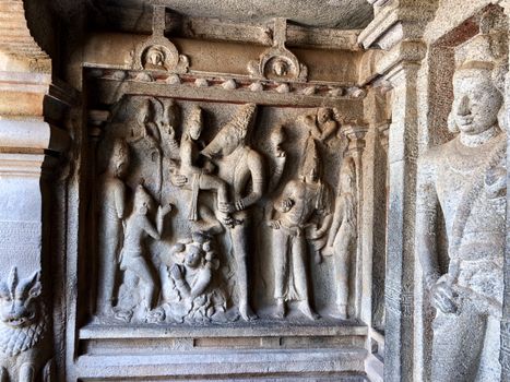 Bas relief sculptures found in the cave temples and it comprised of the group of monuments at Mahabalipuram