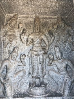 Bas relief sculptures found in the cave temples and it comprised of the group of monuments at Mahabalipuram