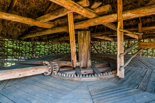 Detail of a typical ukrainian antique mill, in Pirogovo near Kiev