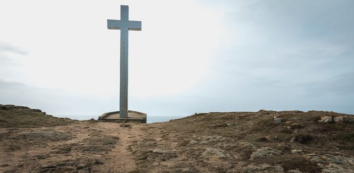 detail view on the Calvary of the sailors of the Pointe du Chatelet built in 1934 on the island of Yeu, France