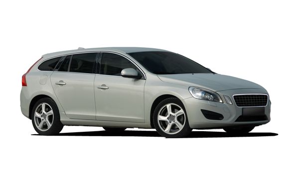 white station wagon on white background