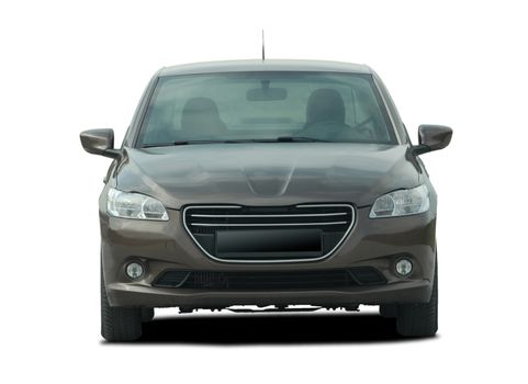 front view of passenger car on a white background