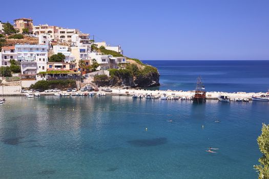 BALI, THE CRETE ISLAND, GREECE - JUNE 7, 2019: The beautiful seaview to the harbour of Bali.