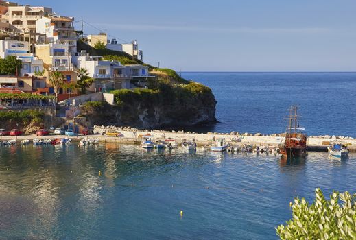 BALI, THE CRETE ISLAND, GREECE - MAY 25, 2019: The beautiful seaview to the harbour of Bali.