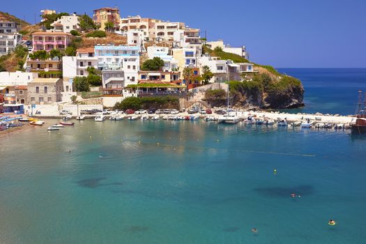 BALI, THE CRETE ISLAND, GREECE - JUNE 5, 2019: The beautiful seaview to the harbour of Bali.