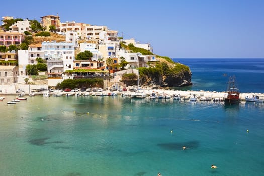 BALI, THE CRETE ISLAND, GREECE - JUNE 5, 2019: The beautiful seaview to the harbour of Bali.