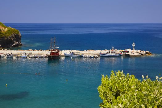 BALI, THE CRETE ISLAND, GREECE - JUNE 5, 2019: The beautiful seaview to the harbour of Bali.