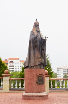 VITEBSK, BELARUS - AUGUST 11, 2019: The monument of orthodox church partriarch Alexiy II.