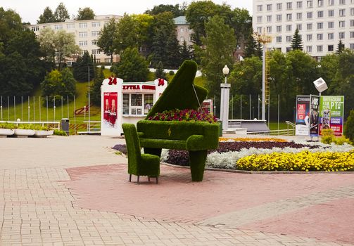 VITEBSK, BELARUS - AUGUST 11,2019: The piano near the realization place of Slavyanskiy bazar festival in Vitebsk.