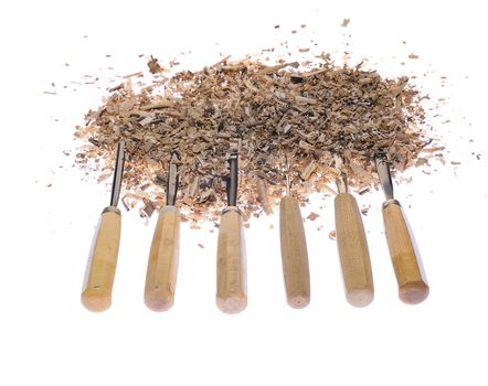 Isolated carpenter tools on a white background