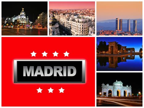 Collage of Madrid city tourist in Spain.