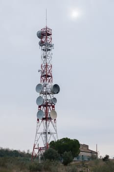 Modern mobile communication tower with new technology based in 4G, 5G