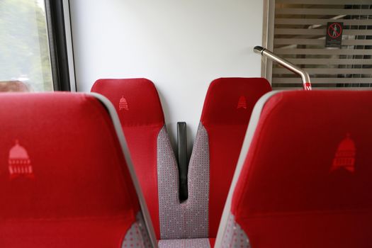 Austin, TEXAS South by Southwest Annual music, film, and interactive conference and festival in Austin, Texas. Capital metro bus, inside view. Public transportation concept.