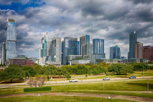 Austin, Texas. New modern buildings in downtown. Austin is the number 1 fastest-growing large city in US.