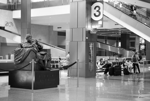 Austin, Texas, June 3, 2018. Sculpture of Barbara Jordan, American lawyer, educator and politician, in Austin-Bergstrom international Airport.