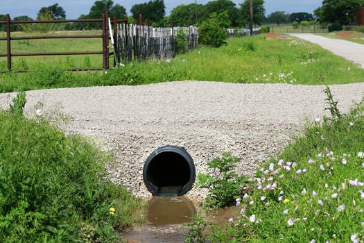 New culvert under small country side gravel road