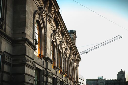 Porto, Portugal - November 30, 2018: Architecture detail of Porto train station one autumn evening