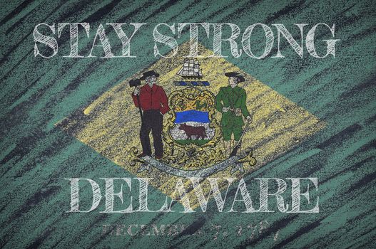 COVID-19 warning. Quarantine zone Covid 19 on Delaware ,flag illustration. Coronavirus danger area, quarantined country. Stay strong.