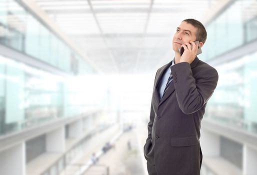 happy business man on the phone, at the office