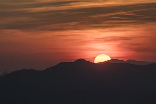Sunset in mountains,Thailand,Landscape background