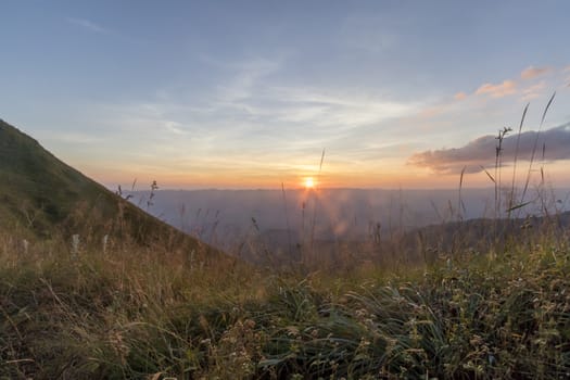 Mountain valley during sunrise,Landscape background