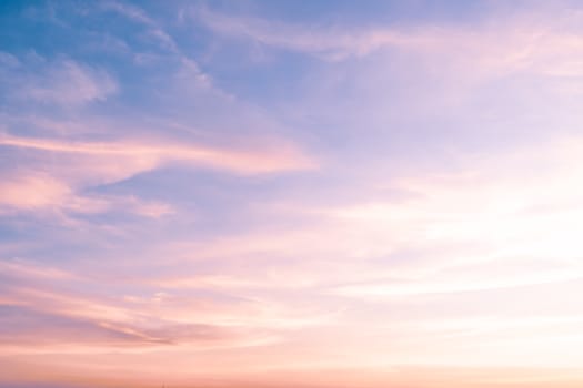 Copy space summer twilight sky and cloud with light flare from sun abstract background.