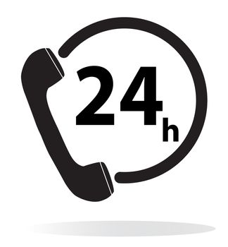 telephone service 24 hours isolated. call 24 icon.twenty-four hour service icon.