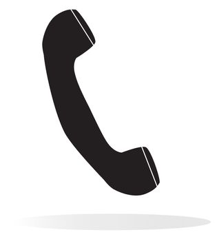 telephone on white background. telephone receiver black icon. 