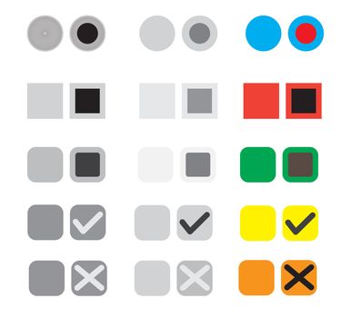 different selection buttons set. selection graphic buttons on white background. election buttons sign.