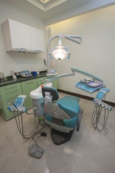 Interior design with equipment in a dentist surgery clinic